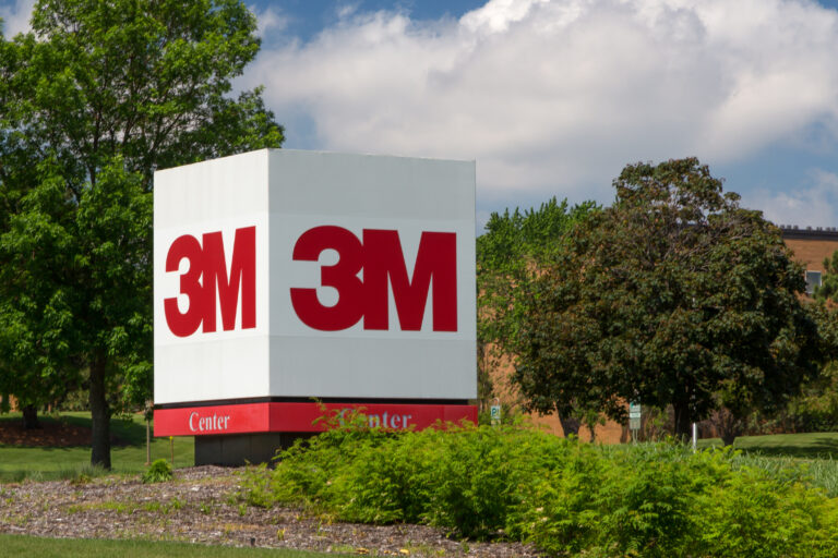 3M logo on a sign in front of a corporate building.