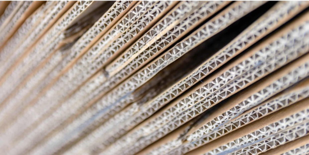 Close-up of corrugated cardboard boxes used for corrugated printing.