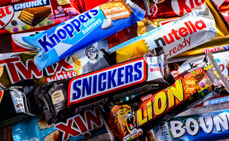 Candy packaging, as seen with some of the most popular candy bars.