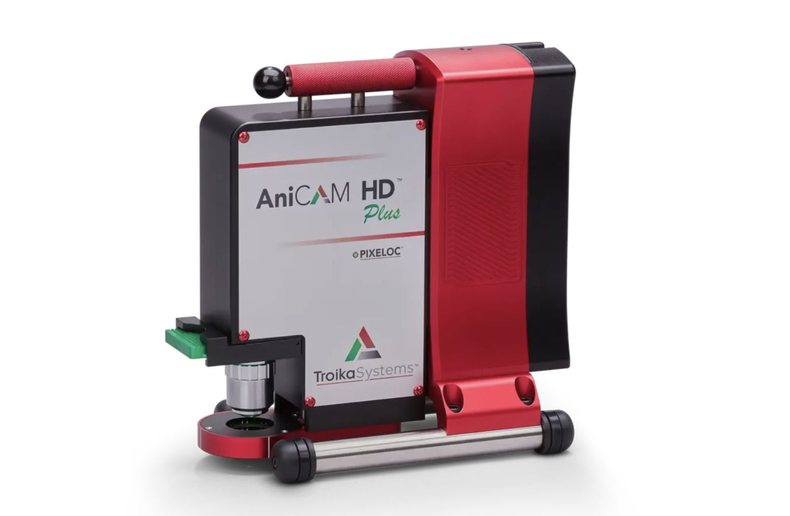 Close-up of the Anicam device, a specialized digital camera used for detailed inspection of anilox rolls, identifying wear, scoring, and cell depth issues to ensure optimal performance in flexographic printing