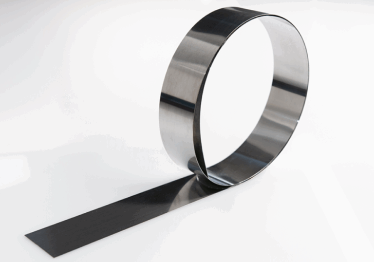 Close-up view of a steel doctor blade used in flexographic printing for precise ink control.