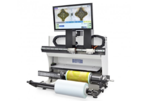 A Bieffebi Unica plate mounter in a flexo pressroom, helping operators with cutting waste in the pressroom with automated plate mounting and faster setup