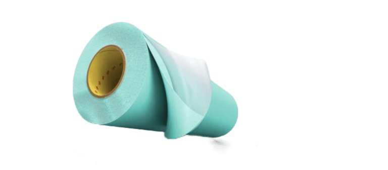 3M adhesive solutions for packaging: A roll of 3M™ L-Series Stickyback Mounting Tape.